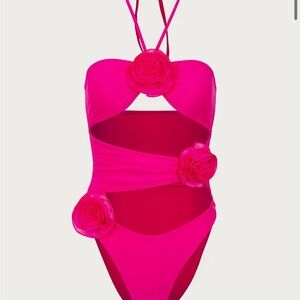 SAME swimwear Rose Cutout one piece- Fuchsia